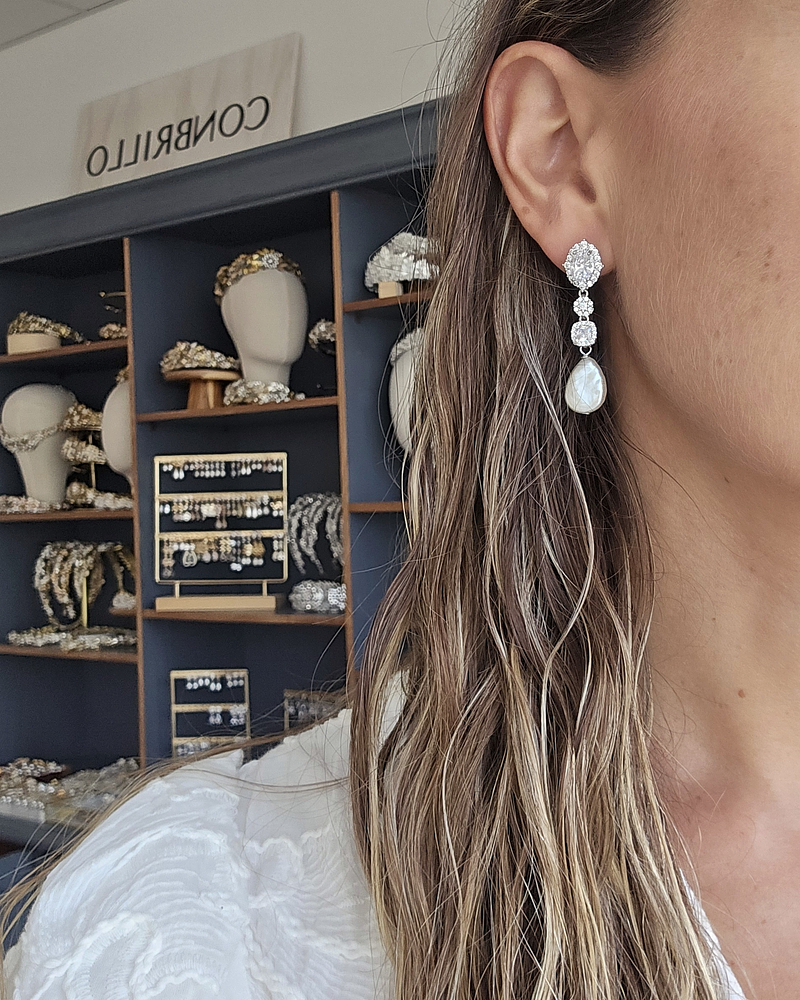 Aros circones y perla natural barroca