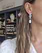 Aros flores circonitas y perla barroca - Miniatura 5