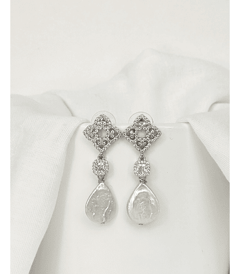 Aros vintage circonitas y perla natural