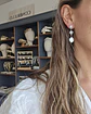 Aros vintage circonitas doble y perla natural - Miniatura 3