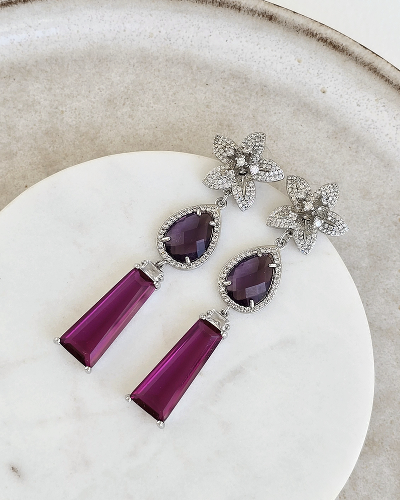 Aros flor, morado y magenta