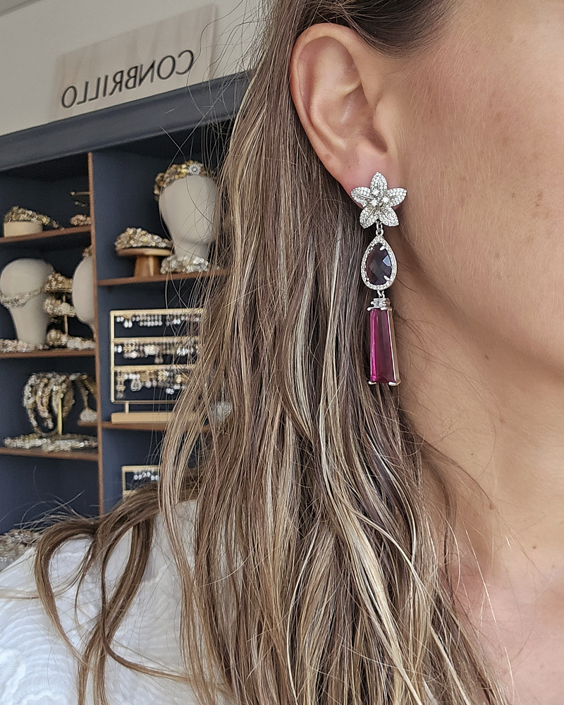 Aros flor, morado y magenta