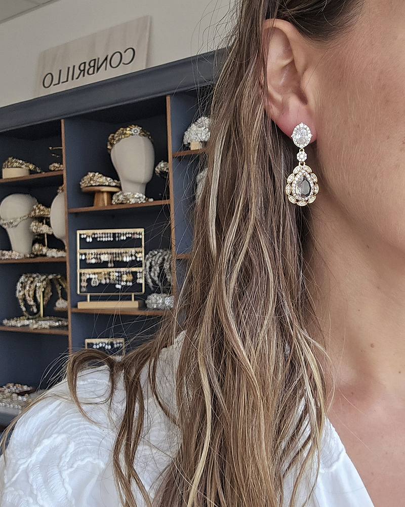 Aros circonitas y gota de cristal