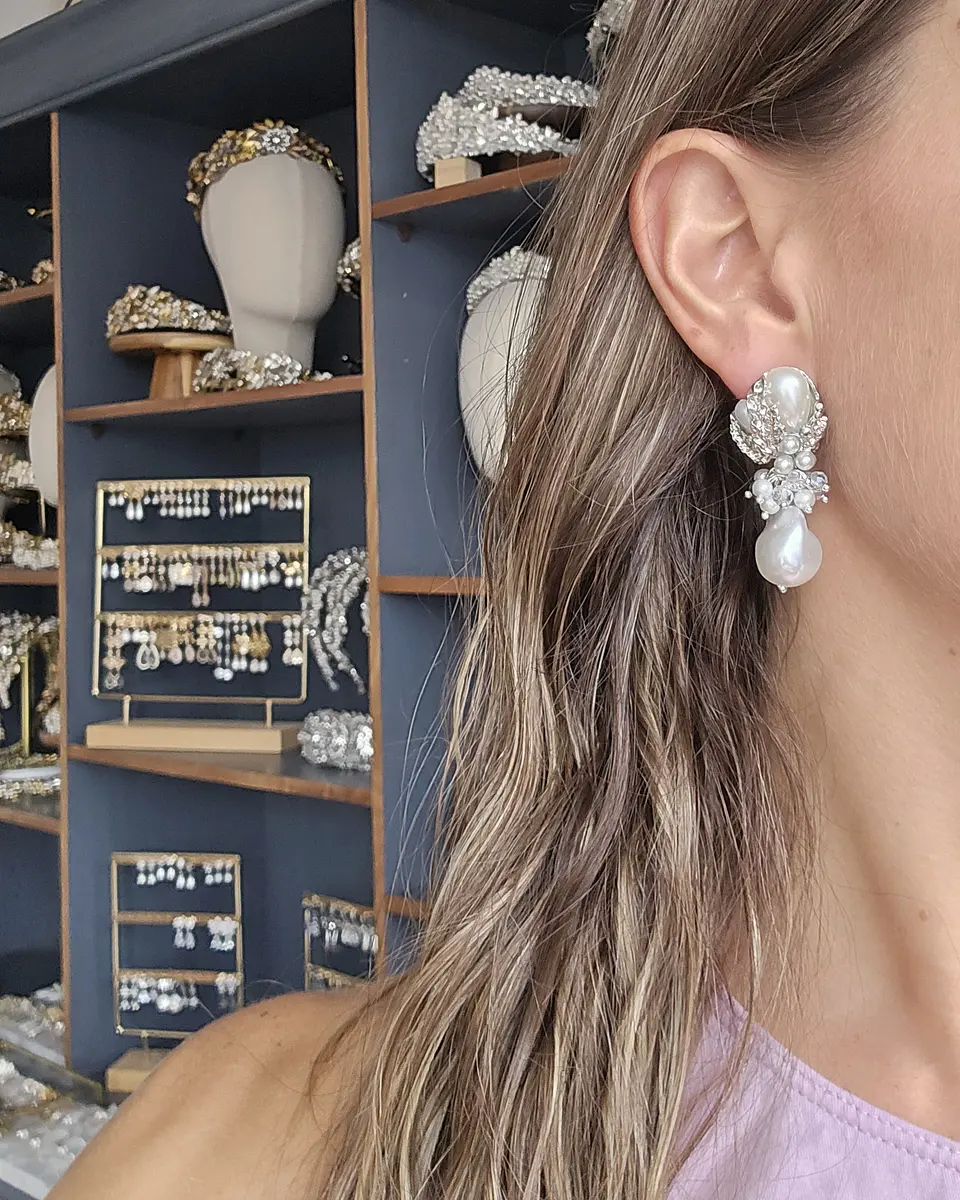 Aros Perlas fantasía con racimo 3