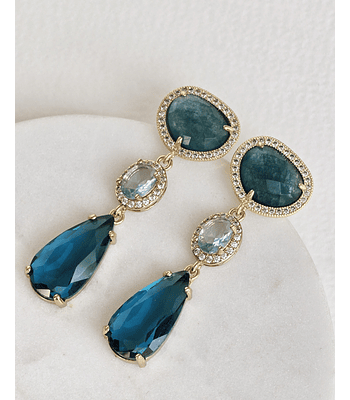 Aros petróleo y celeste con circonitas