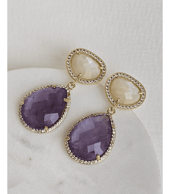 Aros blancos y amatista