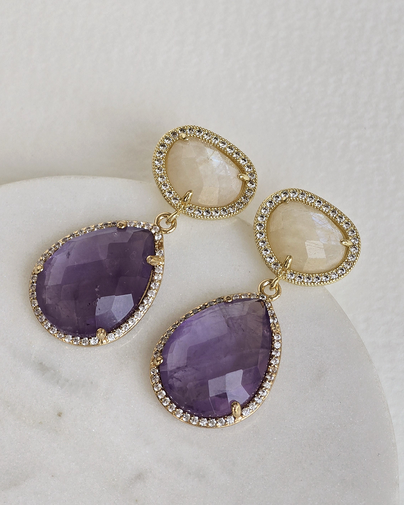 Aros blancos y amatista