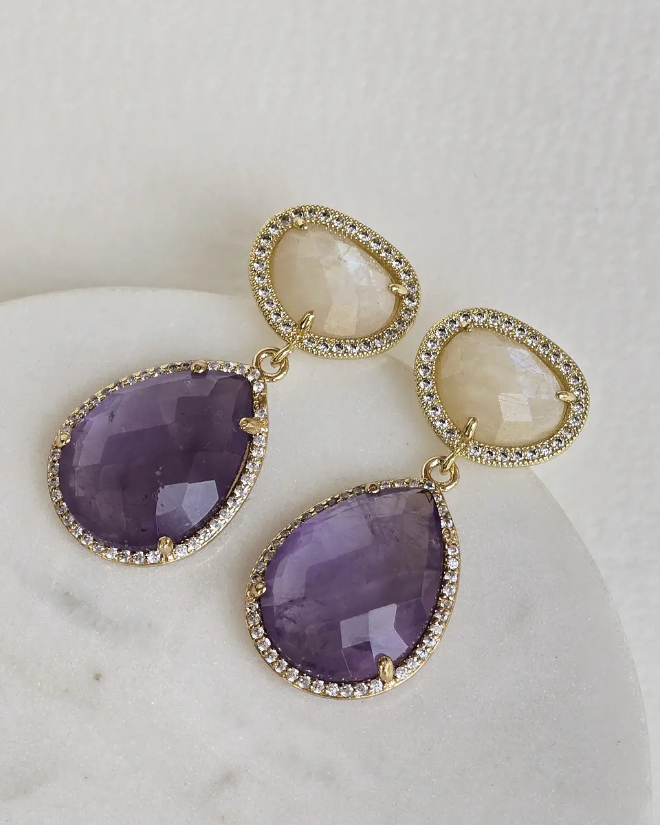 Aros blancos y amatista 1