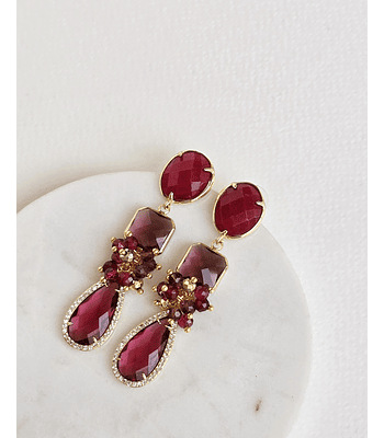 Aros frambuesa y burdeo con racimo