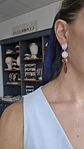 Aros largos rosa, blanco y burdeo con racimo - Miniatura 2