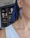 Aros largos morados con racimo