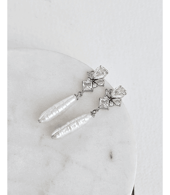 Aros vintage perla natural larga