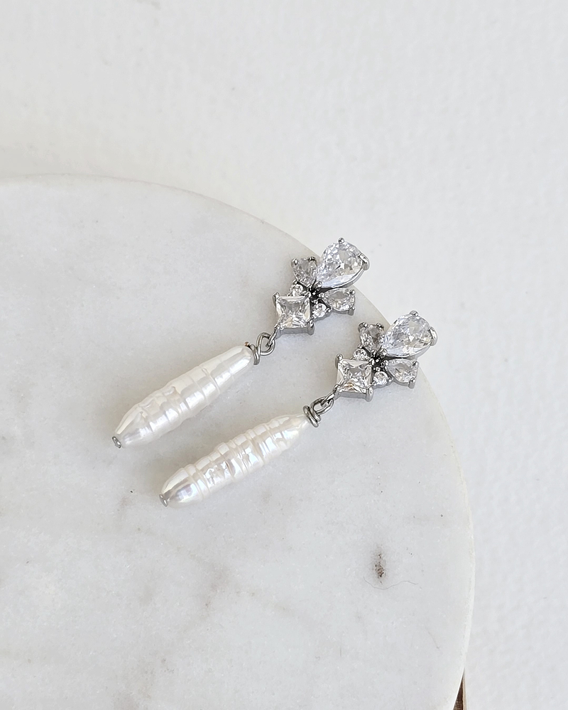 Aros vintage perla natural larga