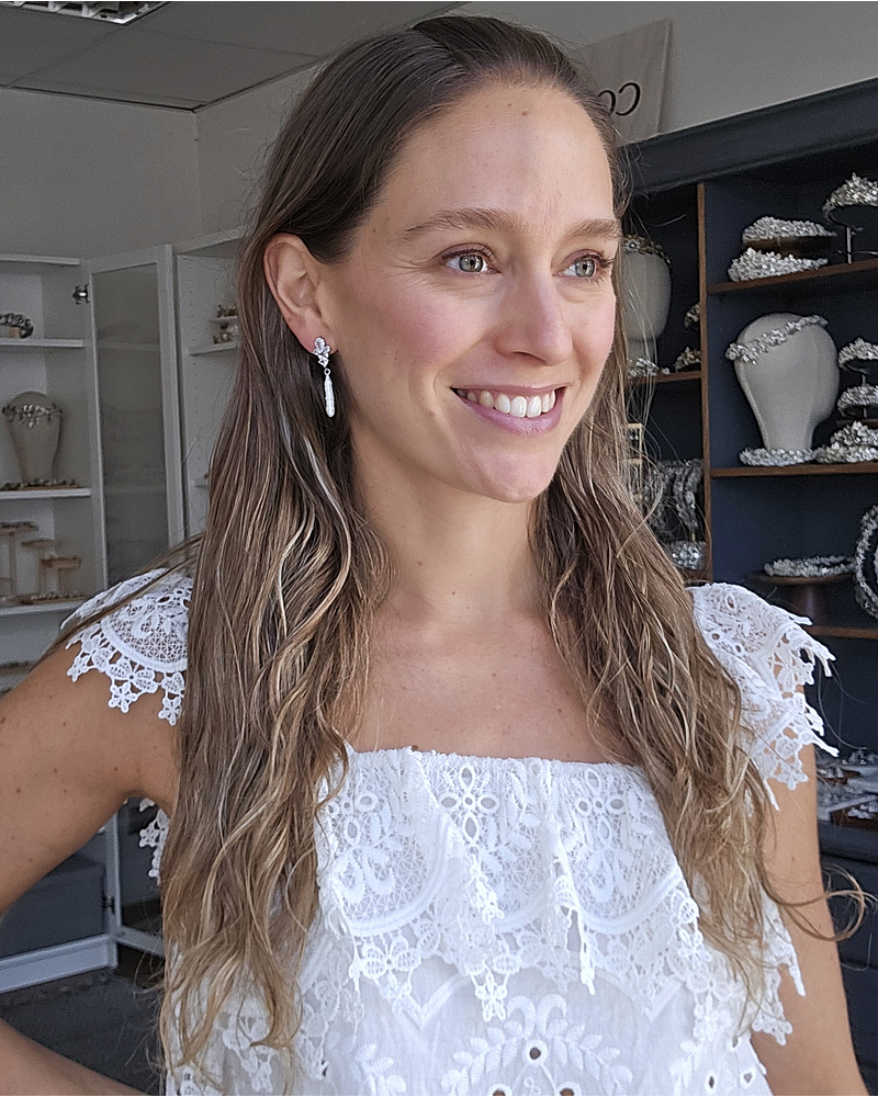 Aros vintage perla natural larga