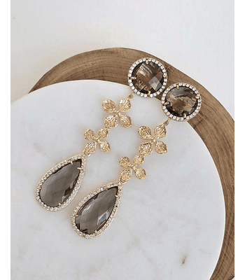 Aros grises con doble flor