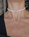 Choker perlas centro vintage dorado