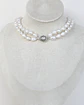 Choker doble de perlas con centro vintage plateado - Miniatura 3