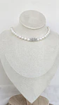 Choker de perlas centro de flor con circonita - Miniatura 4
