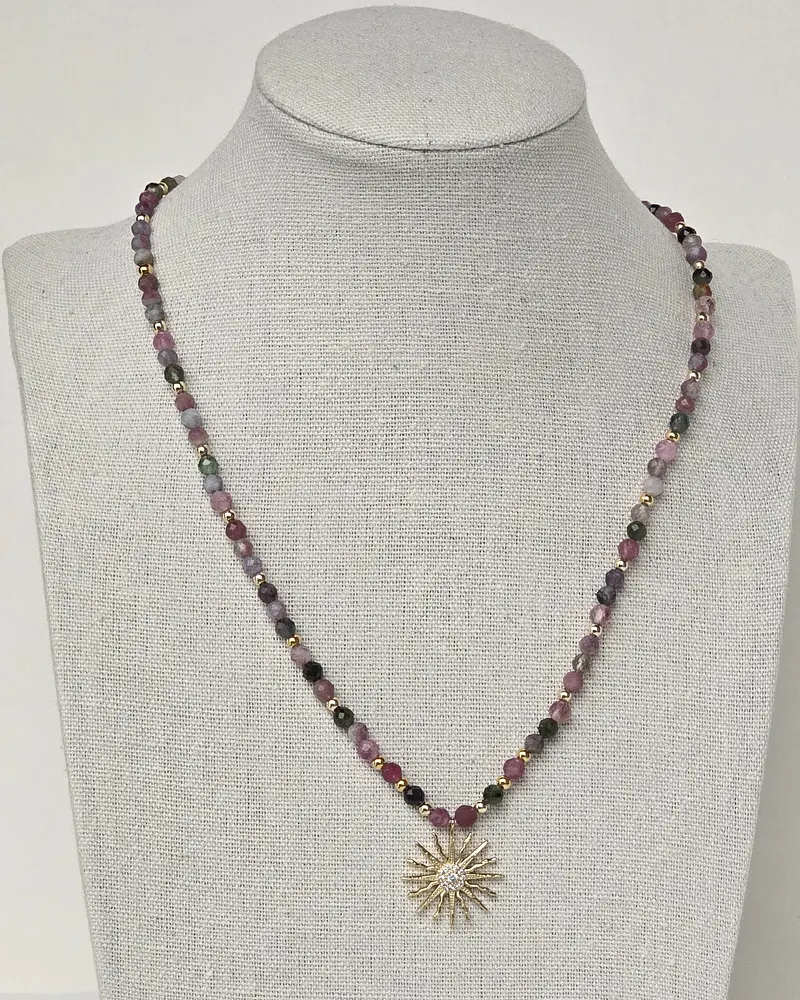 Collar turmalinas con sol oro