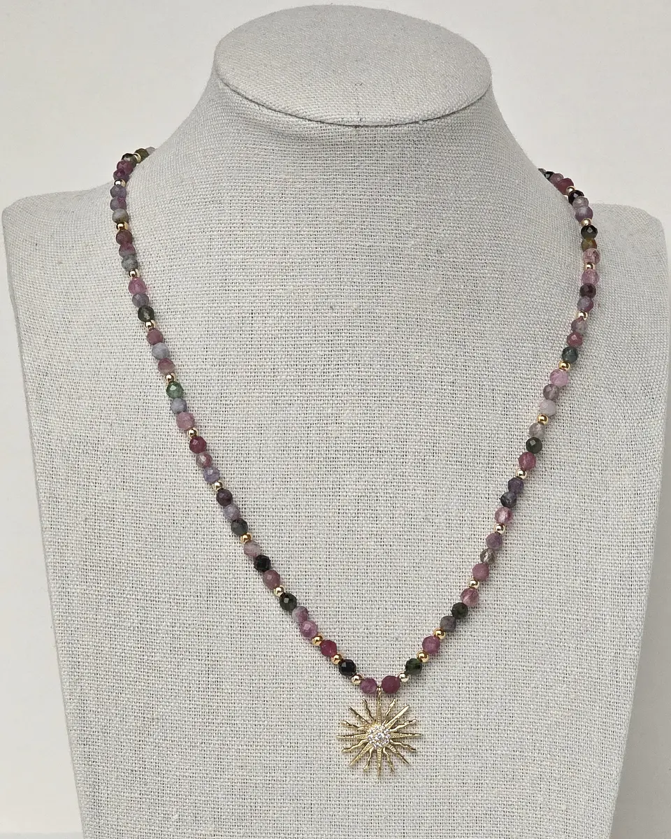 Collar turmalinas con sol oro 4