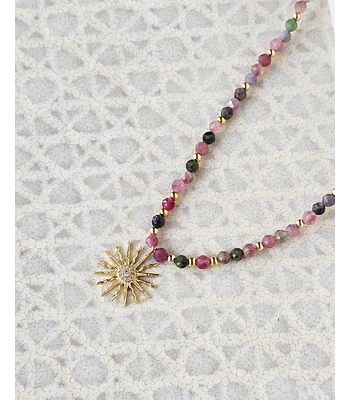 Collar turmalinas con sol oro