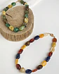Collar resina multicolor azul y caramelo - Miniatura 4