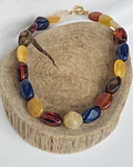 Collar resina multicolor azul y caramelo