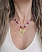 Collar piedras naturales grandes frambuesa y corazón - Miniatura 3