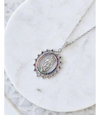 Collar virgen calada con circonitas colores