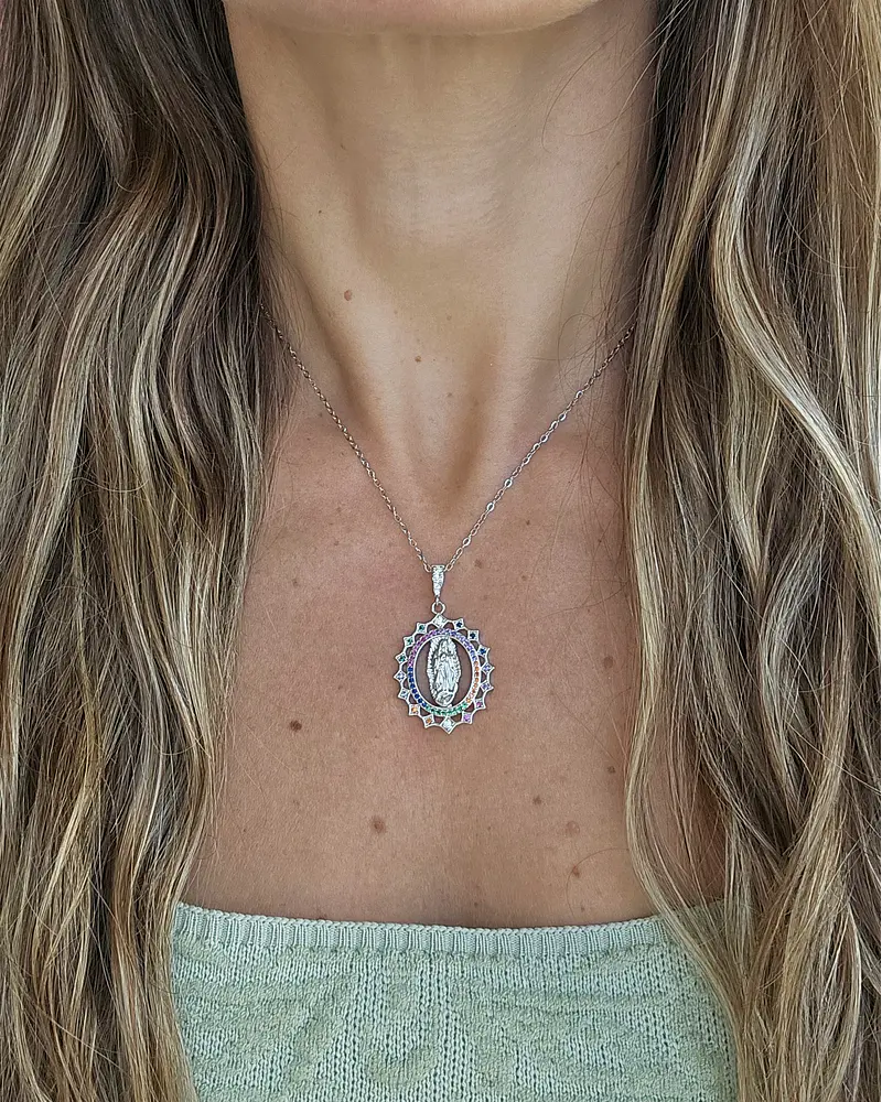 Collar virgen calada con circonitas colores