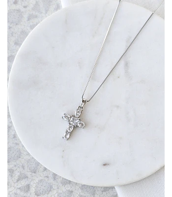 Collar cruz de circonitas plata