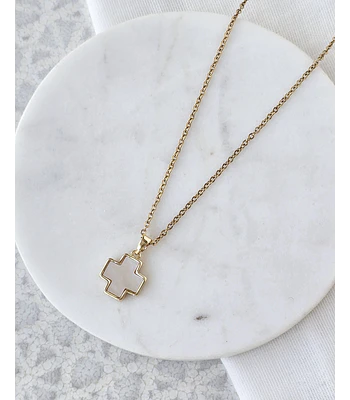 Collar cruz nácar oro