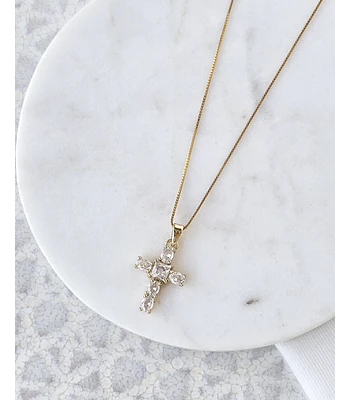 Collar cruz circonitas oro