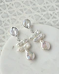 Aros perlas irregulares plateados