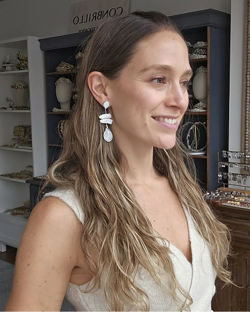 Aros irregulares de perlas grandes silver