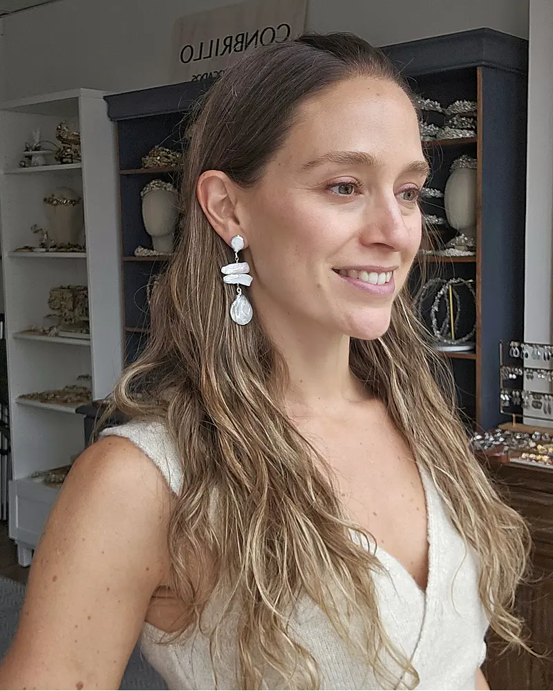 Aros irregulares de perlas grandes silver