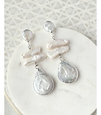 Aros irregulares de perlas grandes silver