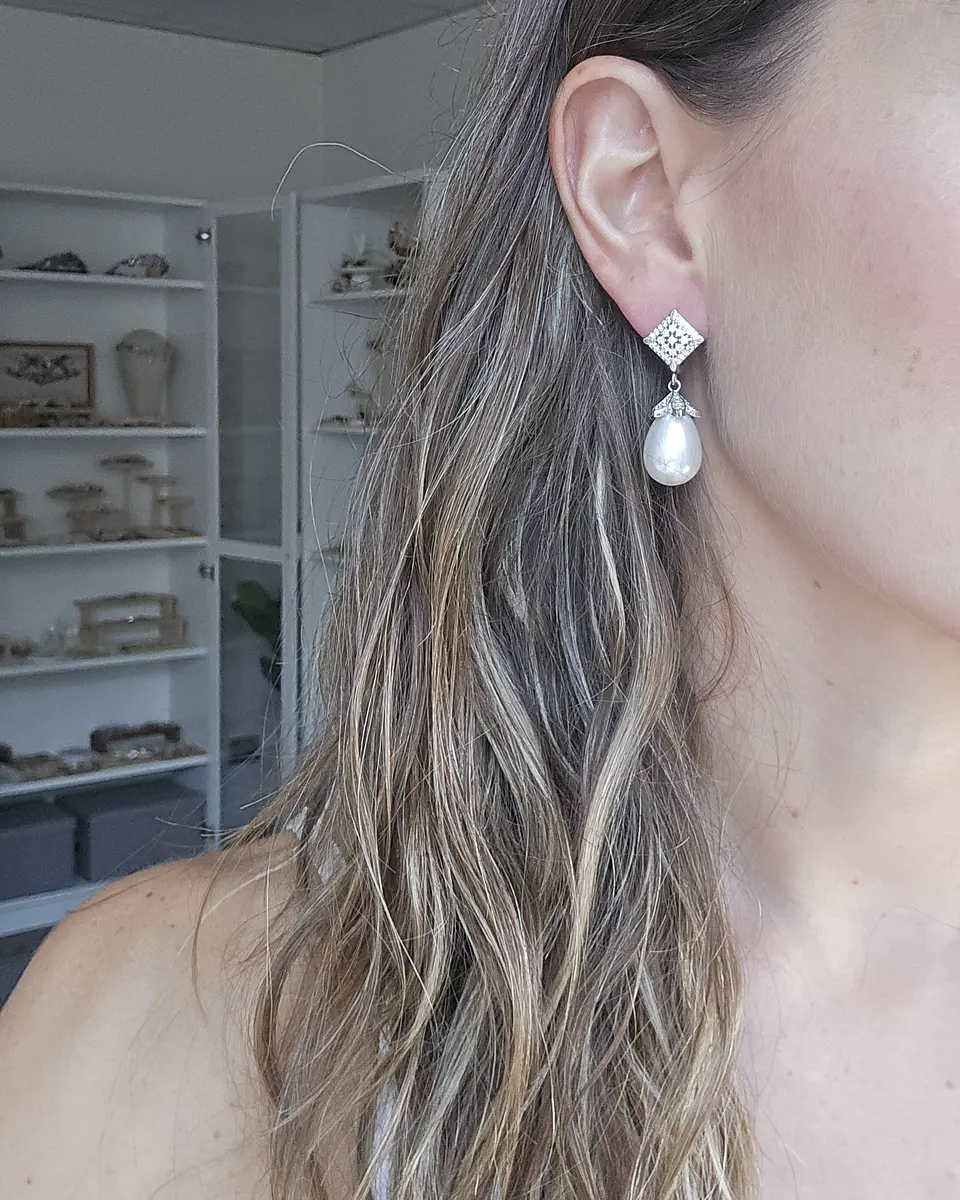 Aro vintage con perla y circonitas 3