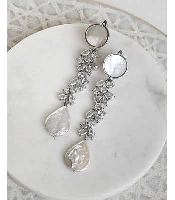 Aros con circonita y perla largos