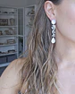 Aros con circonita y perla largos - Miniatura 4