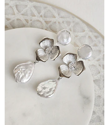 Aros perla flor y perla gota