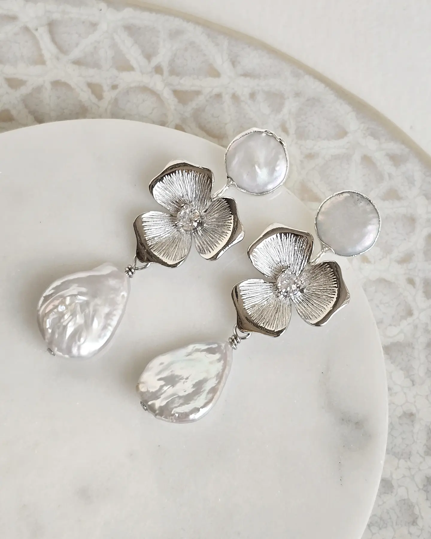 Aros perla flor y perla gota 2