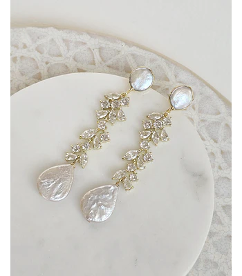 Aros perlas con circonita oro