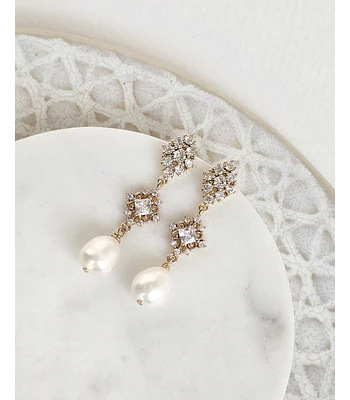 Aros retro doble circonitas y perla 