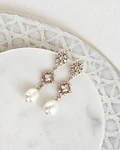 Aros retro doble circonitas y perla 
