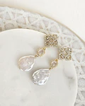 Aros vintage circonitas y perla natural gold