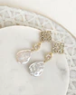 Aros vintage circonitas y perla natural gold - Miniatura 1