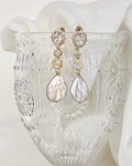 Aros circones y perla natural barroca gold