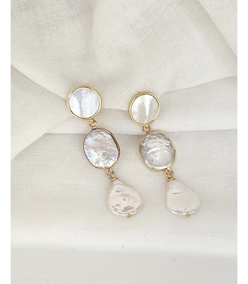 Aros nácar y doble perla gold