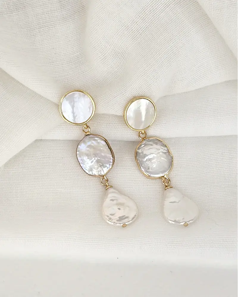 Aros nácar y doble perla gold